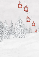 Papier peint montagne télécabine rouge