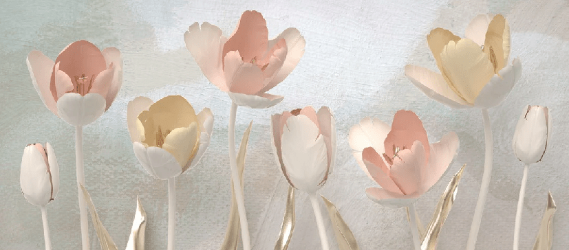 Papel pintado panorámico Tulipanes 3D