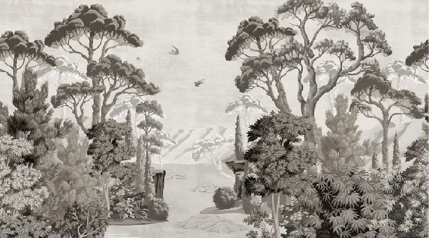 Papier peint panoramique paysage d'autrefois