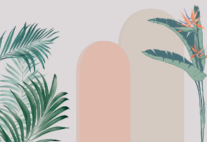 Papier peint chambre arches plantes - Muralconcept