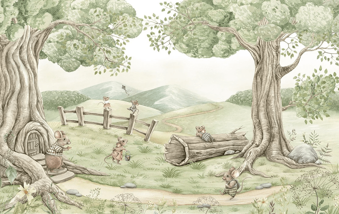 Papel pintado para bebés: familia de ratones