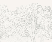 Papier peint panoramique gris et blanc valse des fleurs - Muralconcept