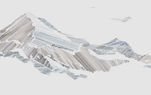 Papier peint restaurant montagne graphique style