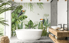 Papier peint salle de bain jungle oiseau exotique