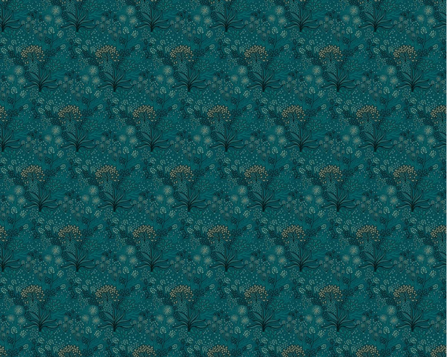 Papel pintado para baño con esencia vegetal azul pato