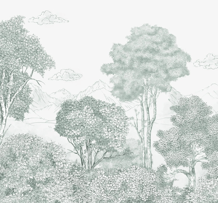 Papier peint panoramique Forêts et Monts vert