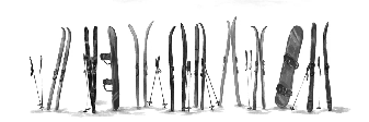 Papier peint panoramique skis colorés - Muralconcept