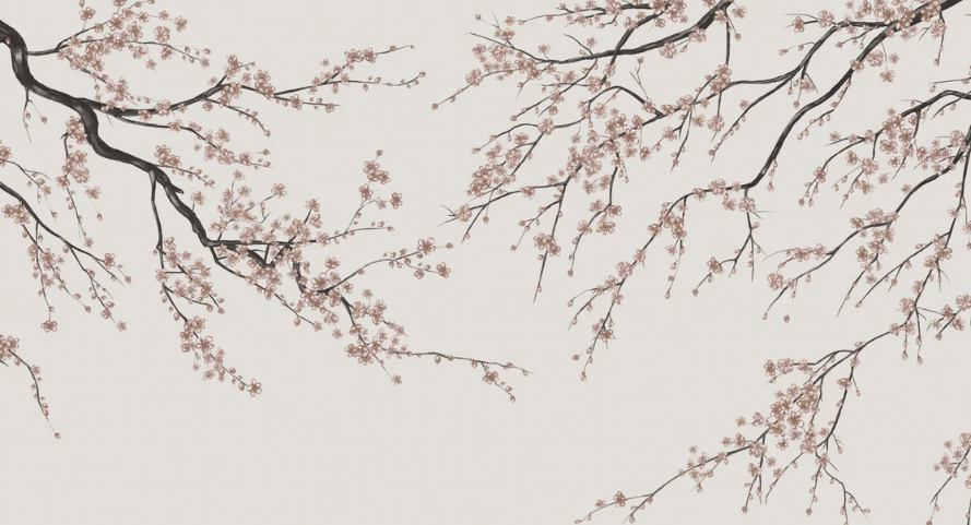 Papier peint panoramique Sakura beige