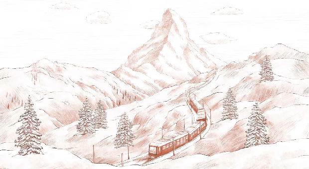 Papel pintado panorámico Monte Cervino terracota