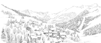 Papier peint montagne Méribel - Muralconcept