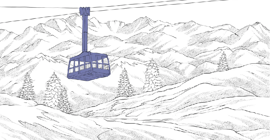 Tapete La Plagne Gondelbahn blau