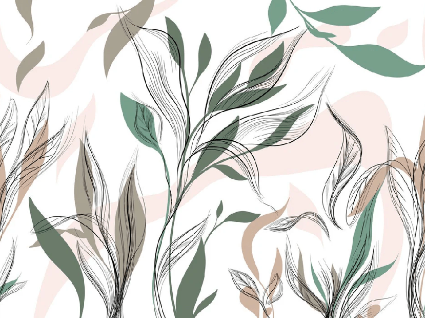 Papier peint panoramique fleur graphique - Muralconcept