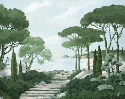 Camina por los arroyos de papel pintado de verde