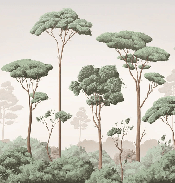 Papier peint brise légère pinède - Muralconcept