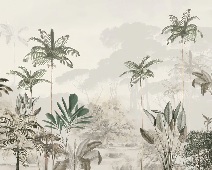 Papel pintado panorámico jungla eden verde