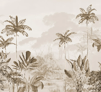Papier peint panoramique jungle eden sépia