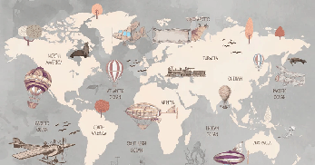 Papier peint panoramique Carte du monde Kids, XXL, tendance