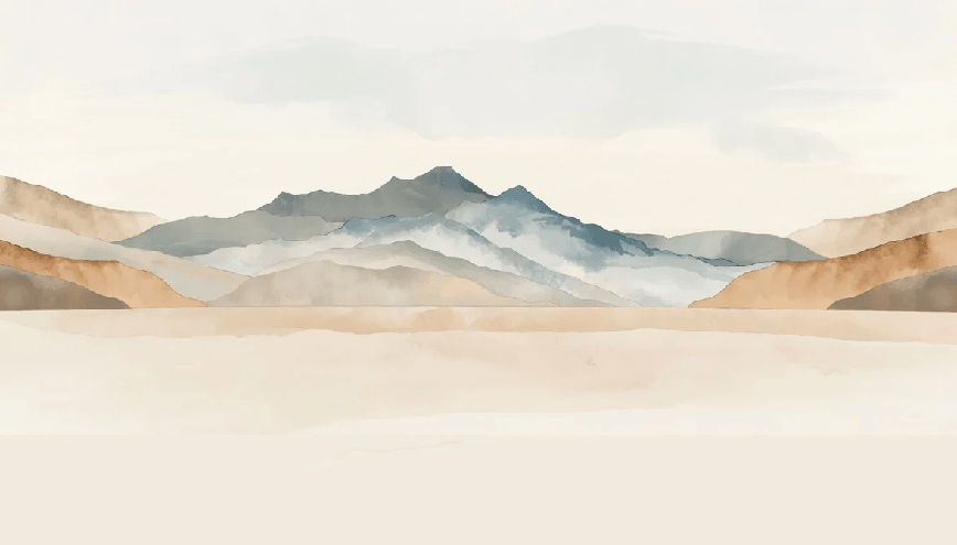 Papier peint panoramique montagne aquarelle pastel – Décor mural paysage apaisant - Muralconcept