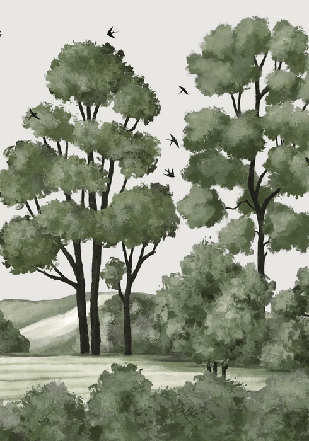 Papier peint paysage rivière forêt vert