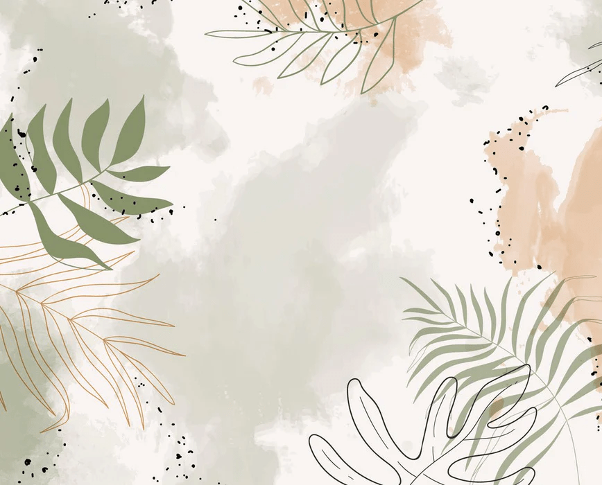 Papel pintado panorámico acuarela vegetal