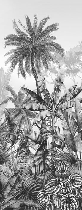 Papier peint wc tendance tropical noir et blanc