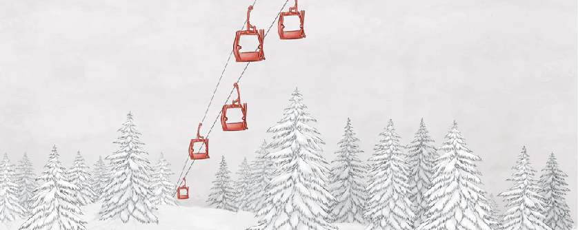 Papel pintado montaña telecabina roja