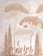 Papel pintado sepia ciprés pinos