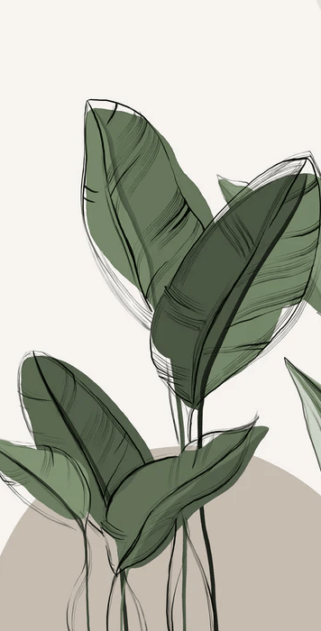 Papier peint panoramique végétal graphique taupe
