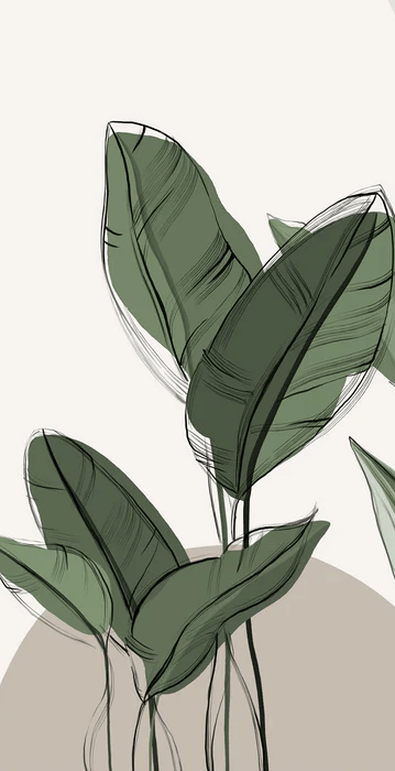 Papier peint panoramique végétal graphique taupe