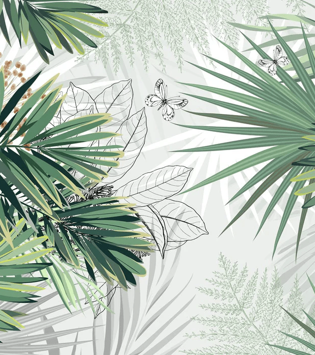 Papier peint panoramique nature green palm - Muralconcept