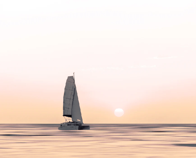 Papier peint coucher de soleil bateau - Muralconcept