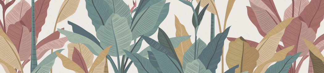 Papier peint panoramique jungle colorée