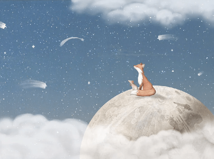 Papel pintado para bebé Noche tranquila azul