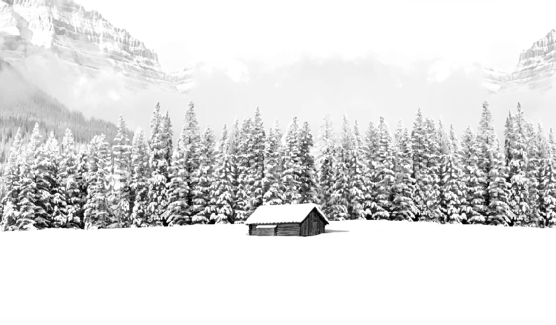 Papier peint panoramique chalet en montagne