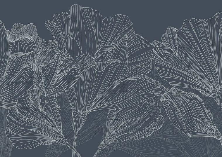 Papel pintado panorámico «Vals de flores azul»