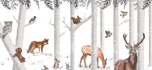 Papel pintado «Bosque encantado y sus animales»