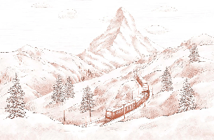 Papel pintado panorámico Monte Cervino terracota