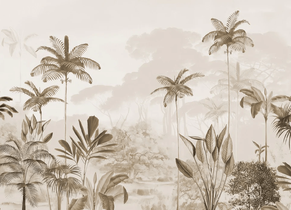 Papel pintado panorámico jungla eden sepia