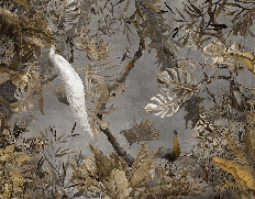 Papel pintado panorámico pavo real blanco imperial