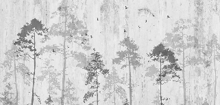 Papier peint bistrot forêt nostalgique - Muralconcept