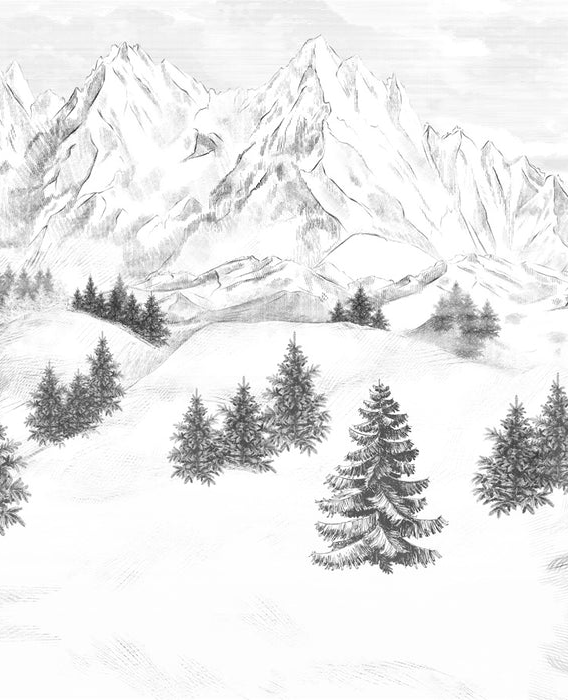 Papier peint montagne sommets de Chamonix - Muralconcept