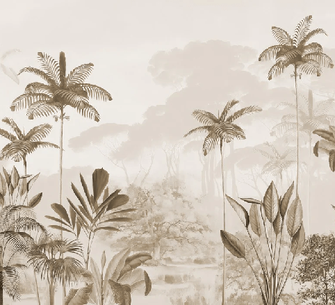 Papier peint panoramique jungle eden sépia
