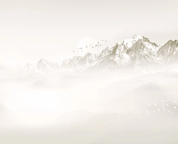 Papel pintado Mont Blanc, luna y pájaro