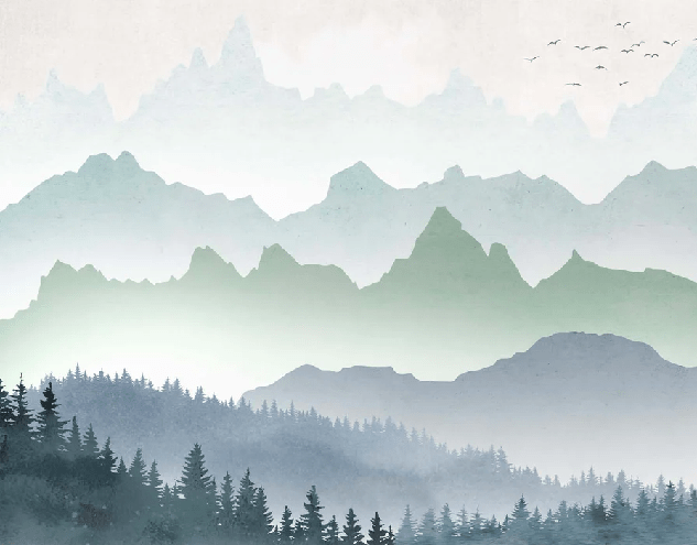 Papel pintado niebla matinal bosque