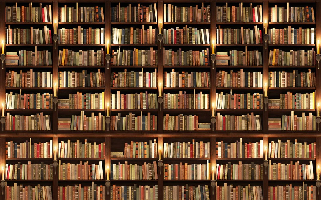 Papier peint trompe l'oeil Authentique Bibliothèque