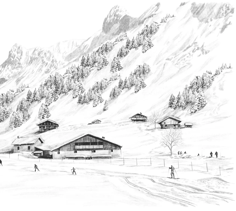 Papier peint Clusaz ski fond montagne Confins