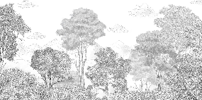 Papier peint panoramique Forêts et Monts Crayonnés