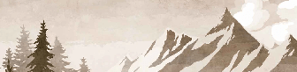 Papel pintado vintage de abetos y montañas en sepia