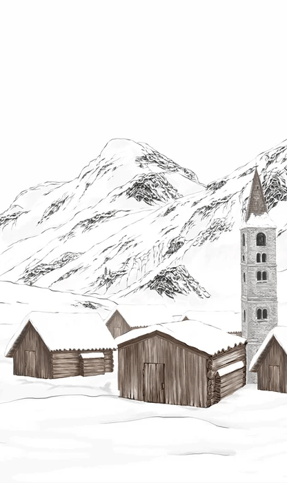 Papier peint village val d'Isère