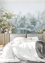 Papier peint paysage lointain gravure